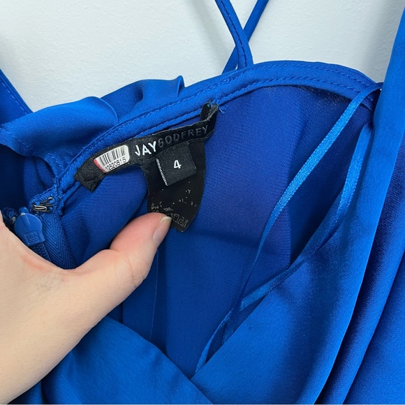 Jay Godfrey Cobalt Blue Satin Slip Midi Dress - Picture 6 of 11